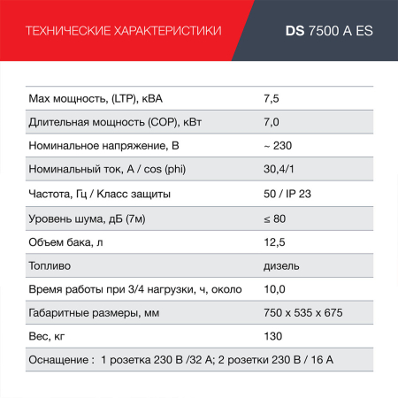 Дизельный генератор  DS 7500 A ES